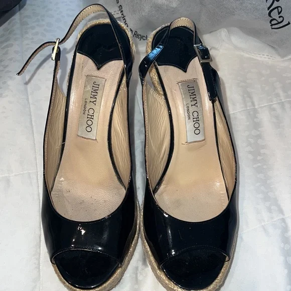 Jimmy Choo Patent Leather Espadrilles Black - Picture 2 of 7